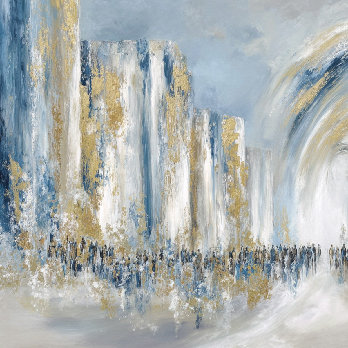 PROCESSION: Textured Abstract Painting of a Golden Journey