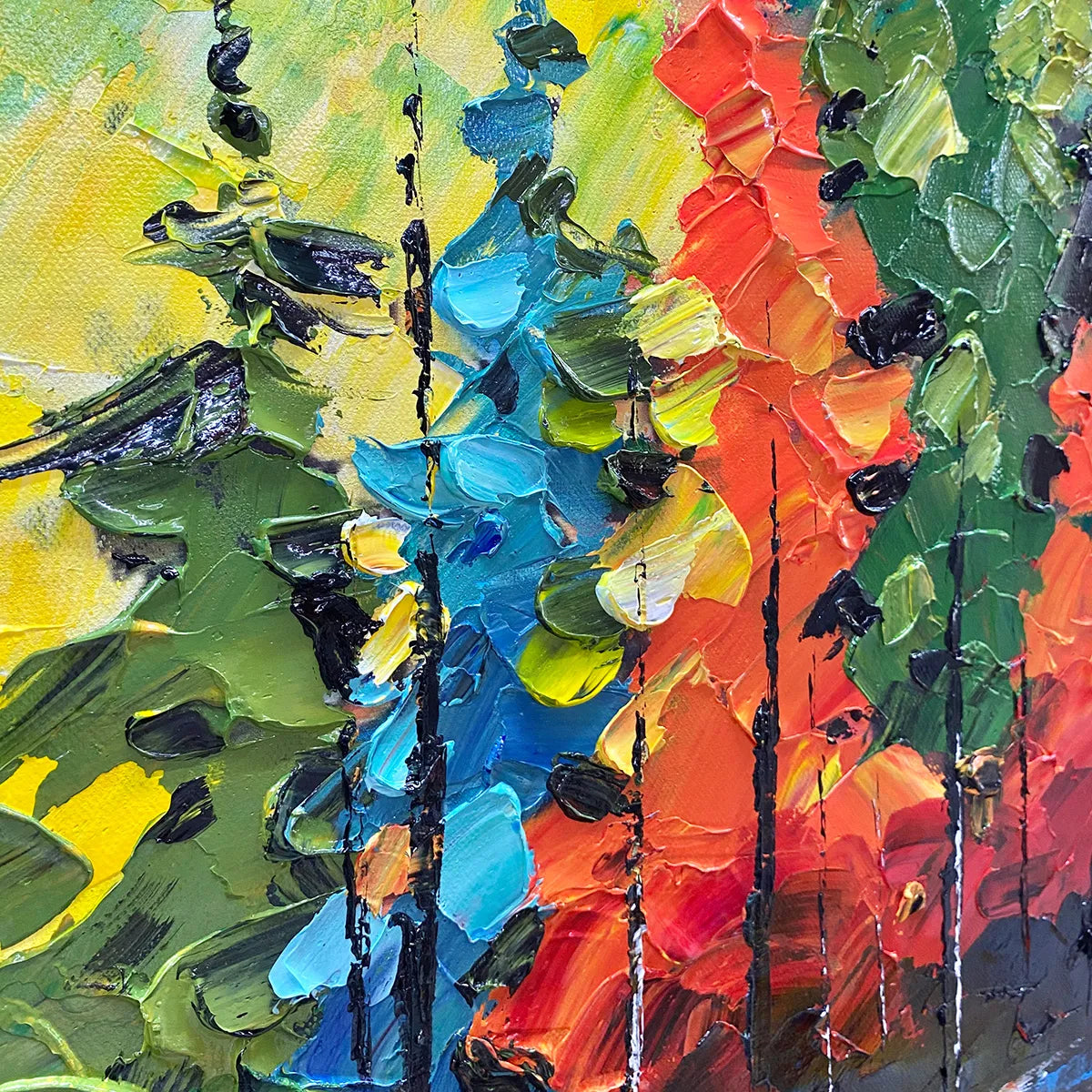 AUTUMN SYMPHONY: Impasto Forest Painting in Vibrant Colors