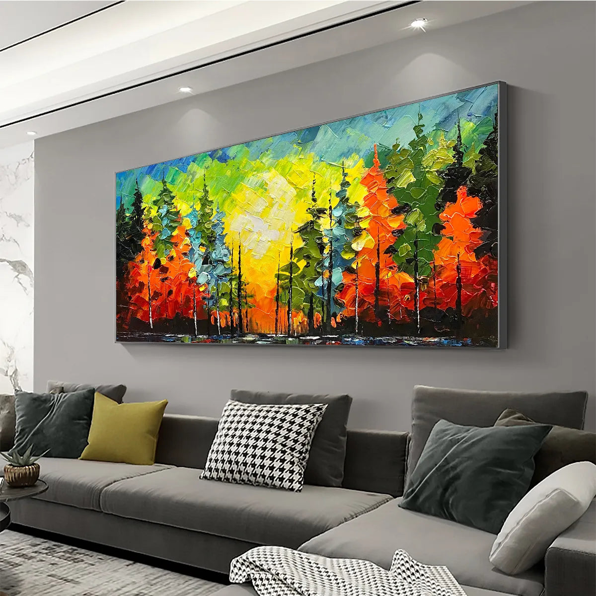 AUTUMN SYMPHONY: Impasto Forest Painting in Vibrant Colors