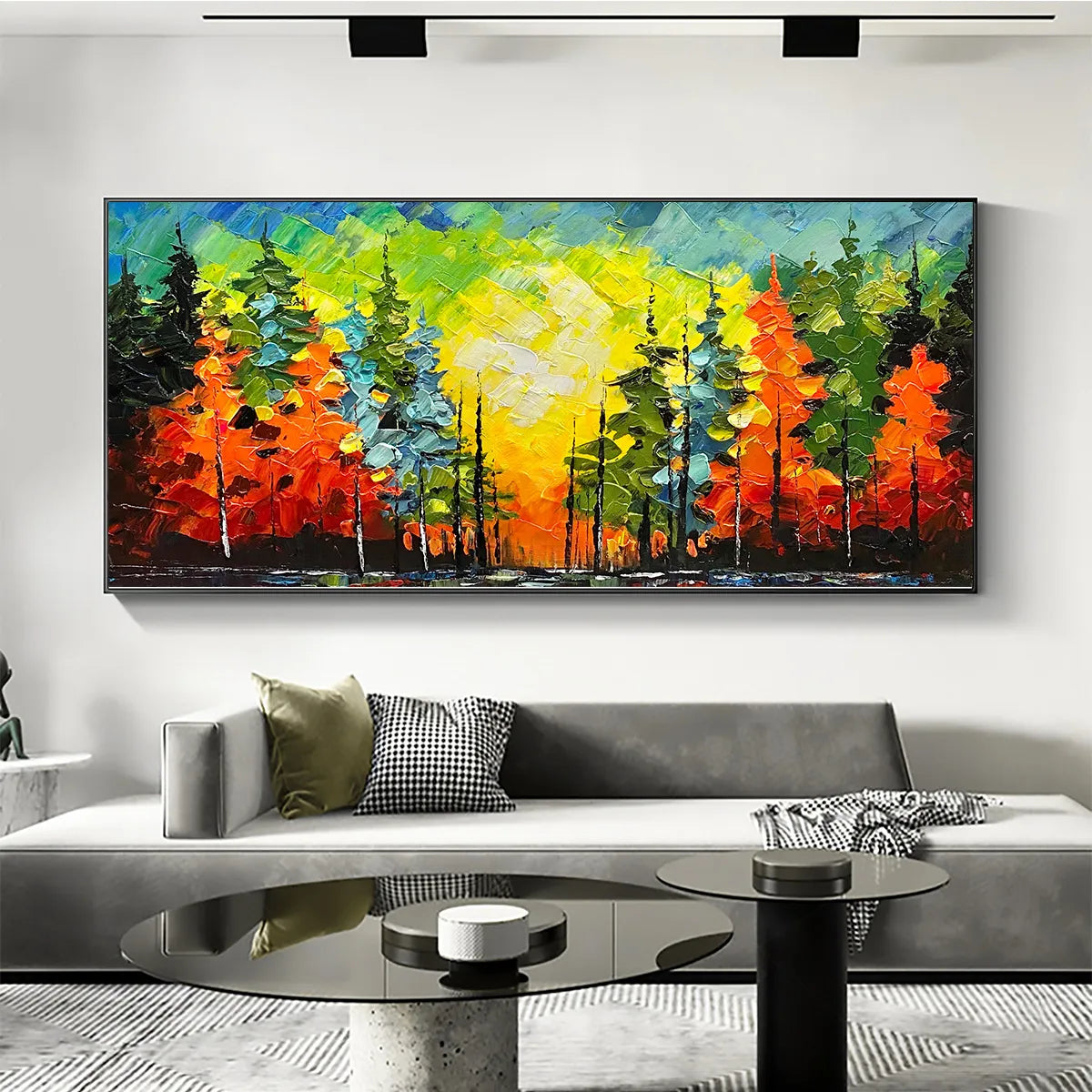 AUTUMN SYMPHONY: Impasto Forest Painting in Vibrant Colors