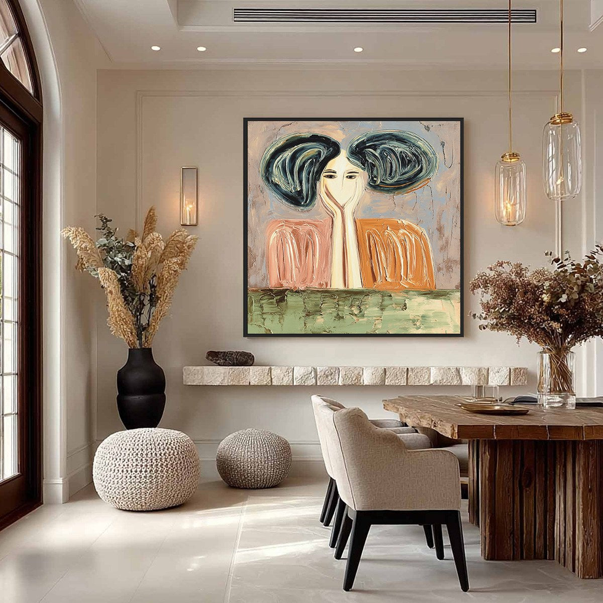 QUIET CONTEMPLATION: Textured Impasto Portrait Painting of a Woman