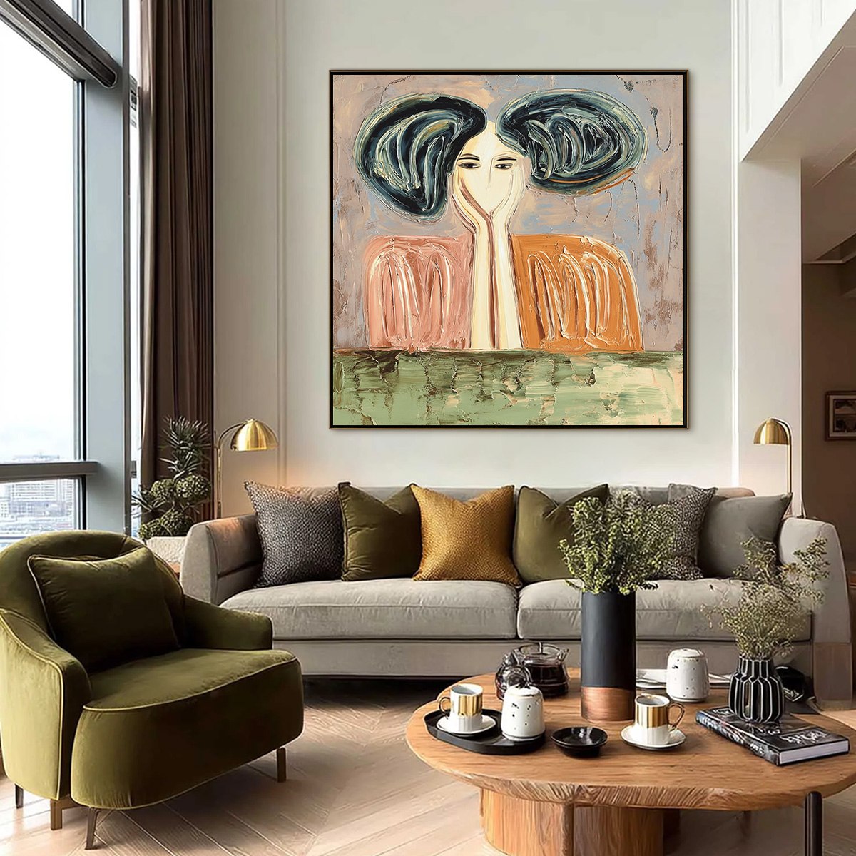 QUIET CONTEMPLATION: Textured Impasto Portrait Painting of a Woman