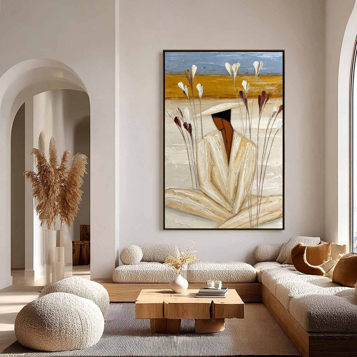 QUIET REPOSE: Textured Figurative Painting of a Person in Contemplation