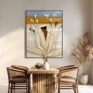 QUIET REPOSE: Textured Figurative Painting of a Person in Contemplation