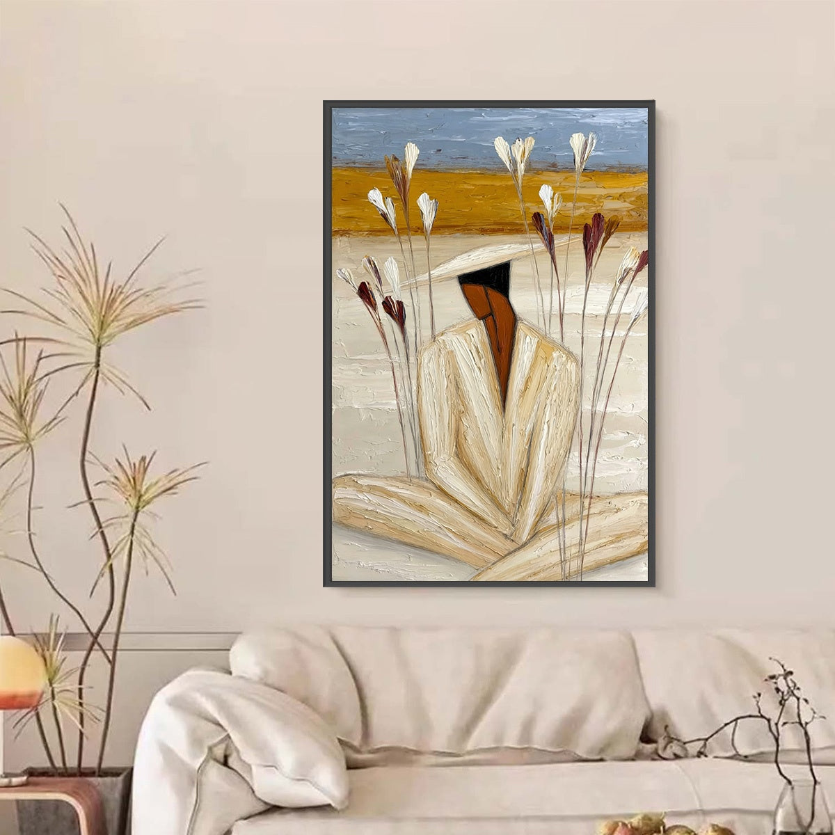 QUIET REPOSE: Textured Figurative Painting of a Person in Contemplation