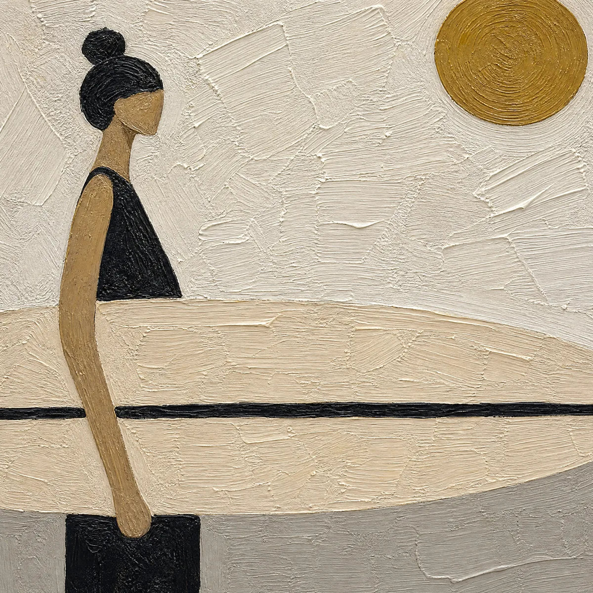 QUIET SHORE: Minimalist Surfer Wall Art