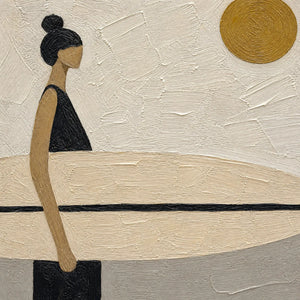 QUIET SHORE: Minimalist Surfer Wall Art