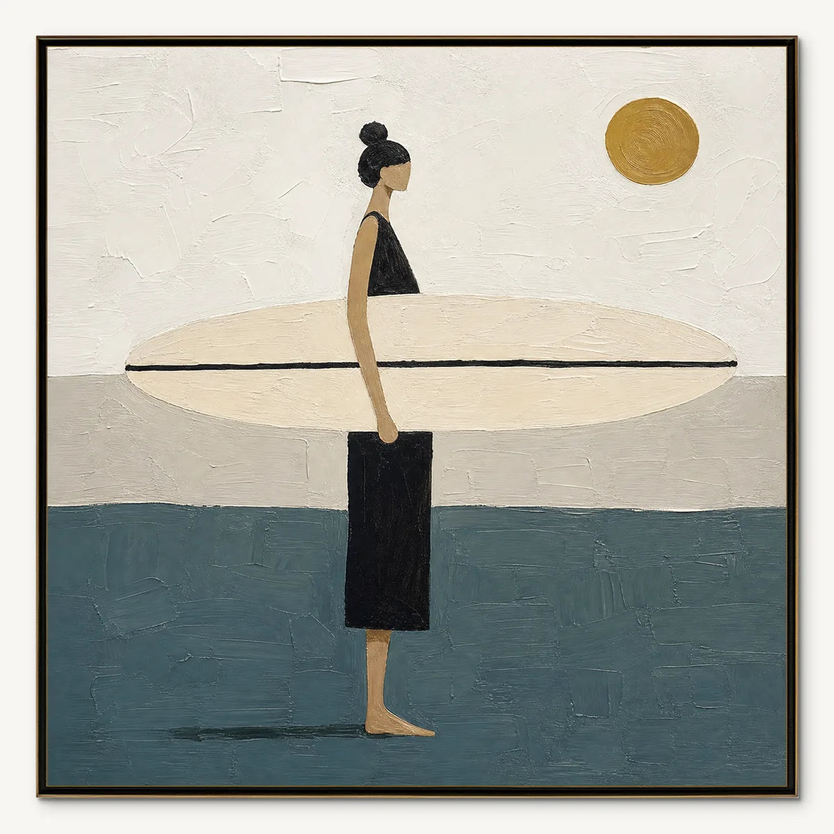 QUIET SHORE: Minimalist Surfer Wall Art