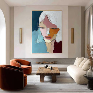 QUIETUDE: Textured Abstract Portrait Palette Knife Oil Painting