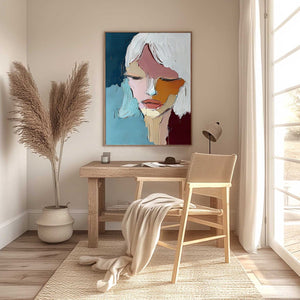 QUIETUDE: Textured Abstract Portrait Palette Knife Oil Painting