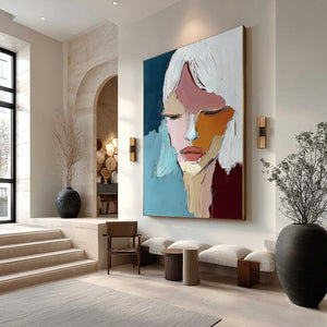 QUIETUDE: Textured Abstract Portrait Palette Knife Oil Painting