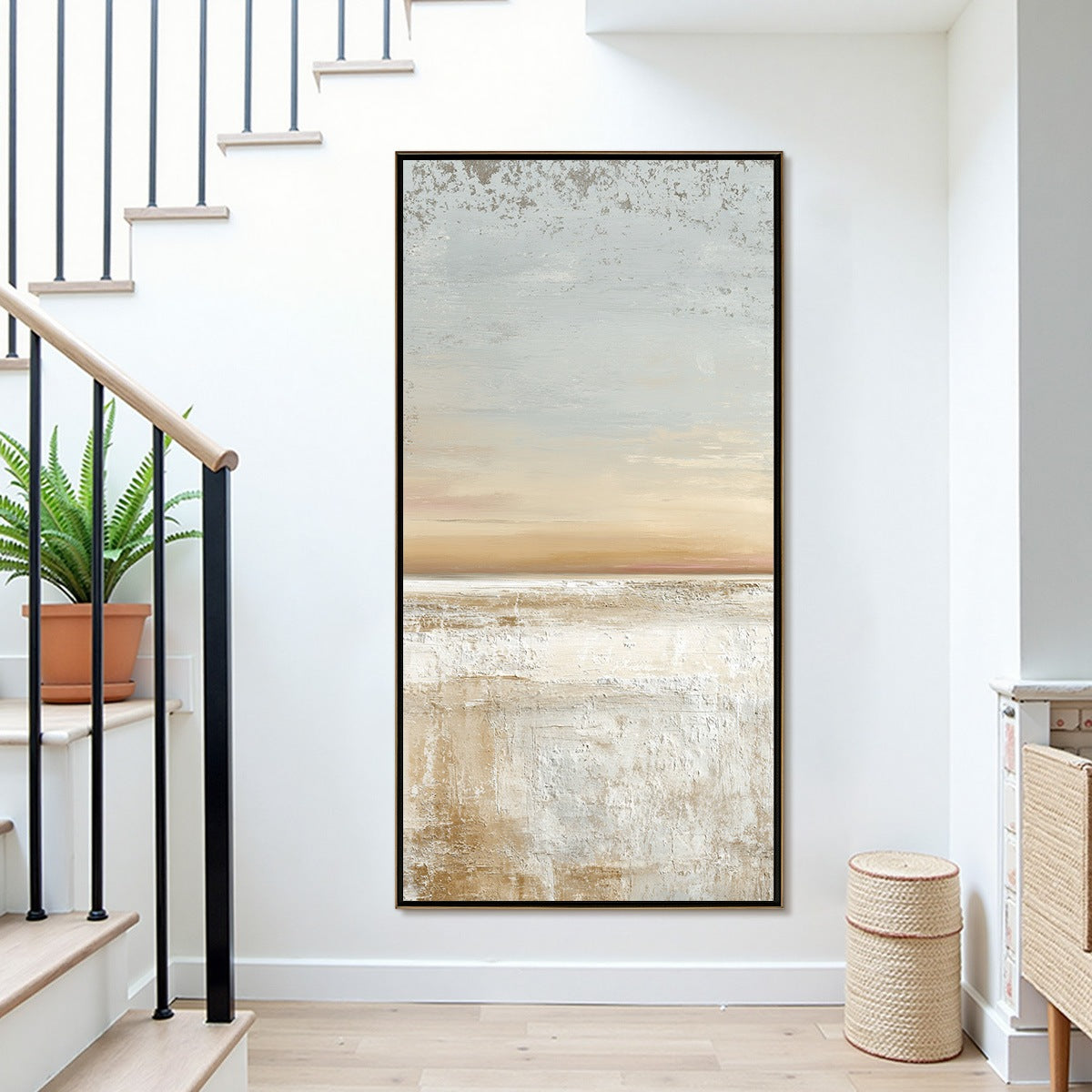 QUIET SHORE: Textured Wabi Sabi Minimalist Beach Painting