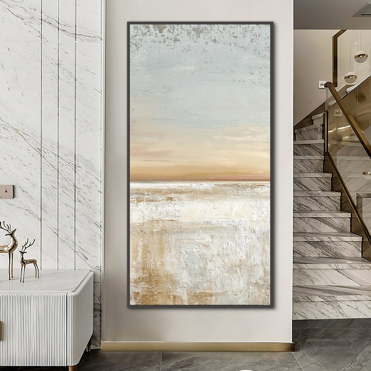 QUIET SHORE: Textured Wabi Sabi Minimalist Beach Painting