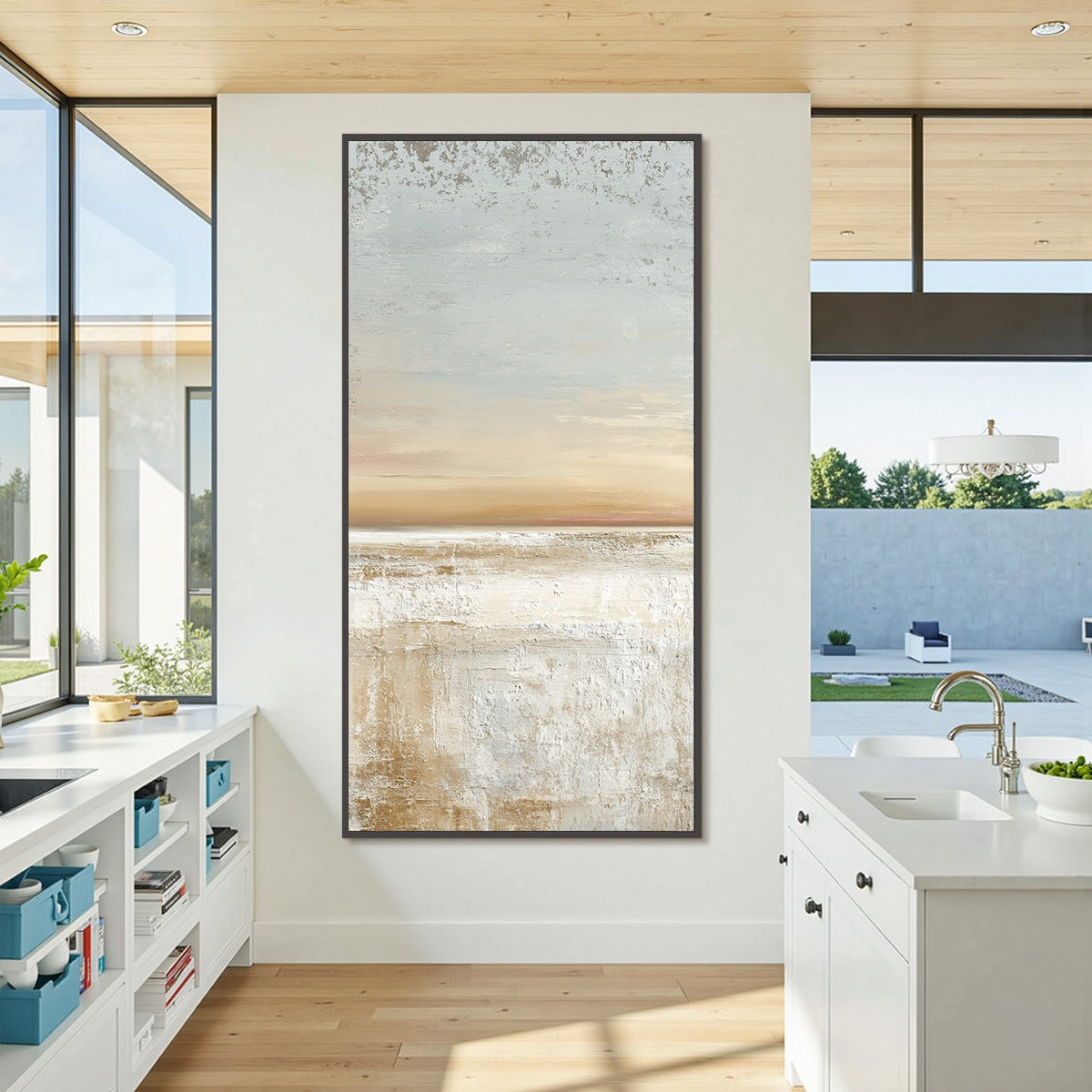 QUIET SHORE: Textured Wabi Sabi Minimalist Beach Painting