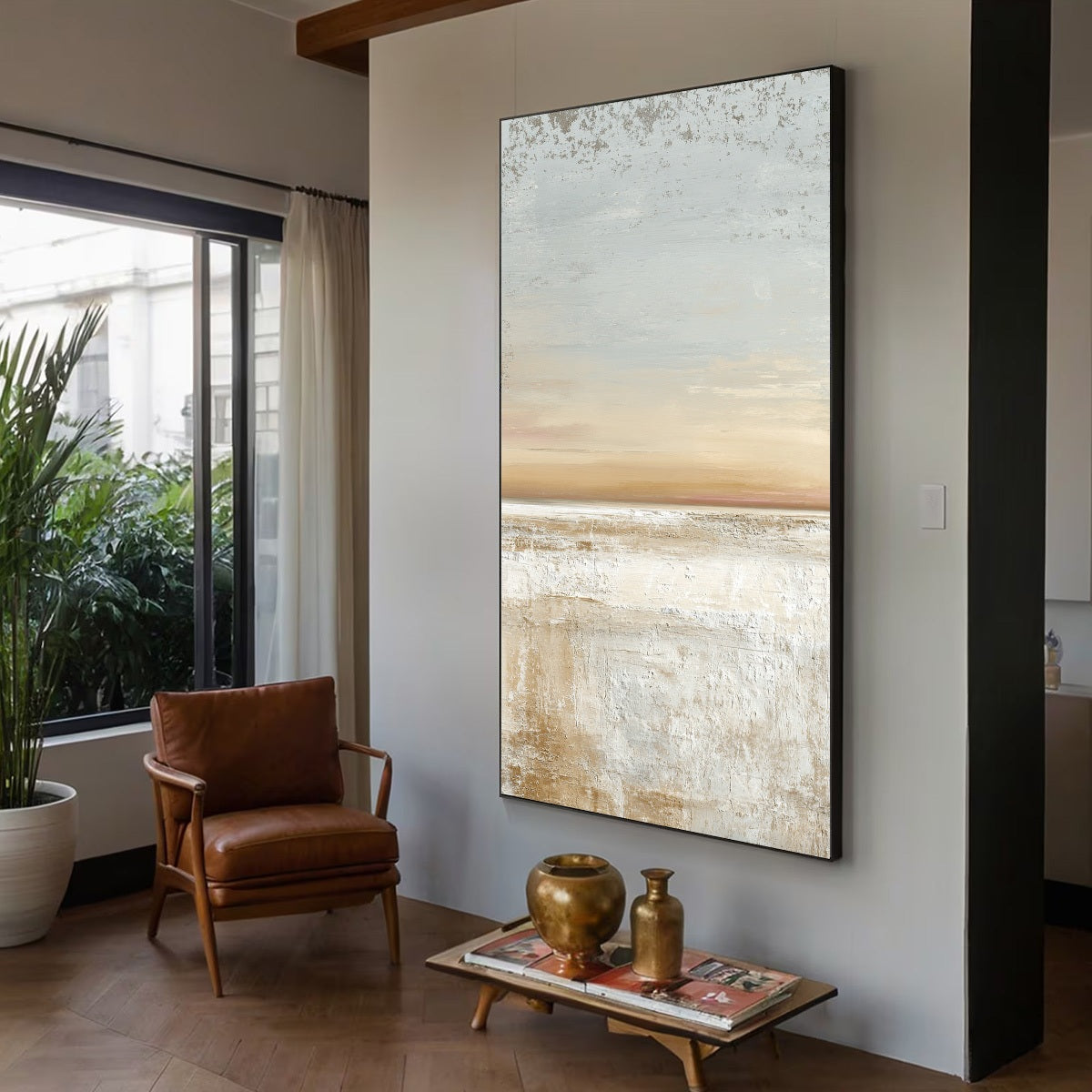 QUIET SHORE: Textured Wabi Sabi Minimalist Beach Painting
