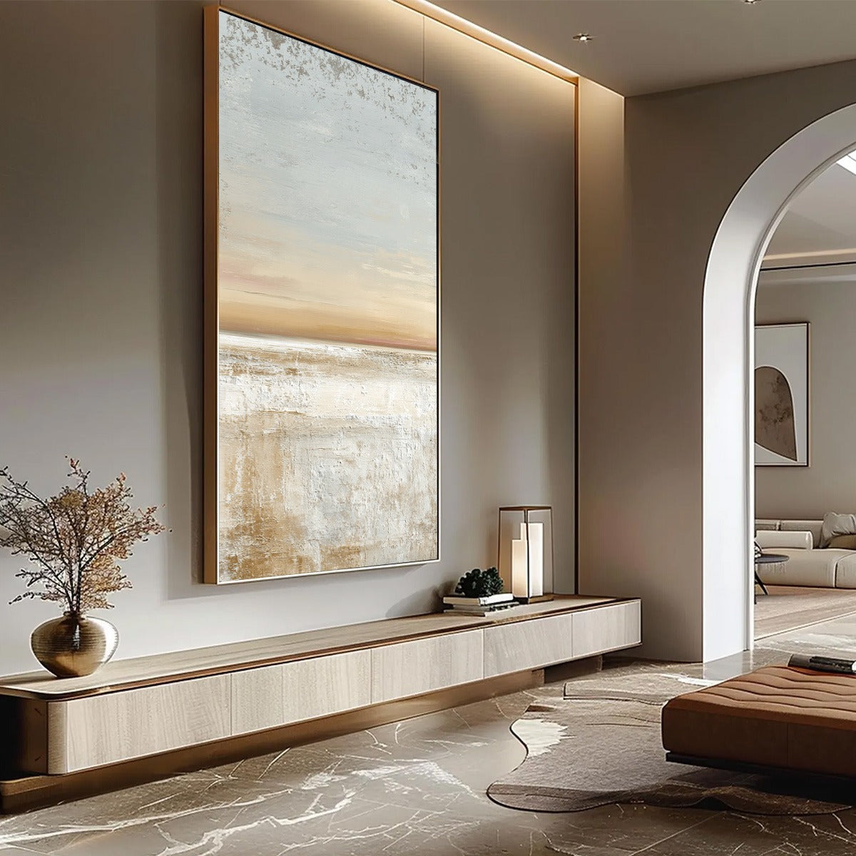 QUIET SHORE: Textured Wabi Sabi Minimalist Beach Painting