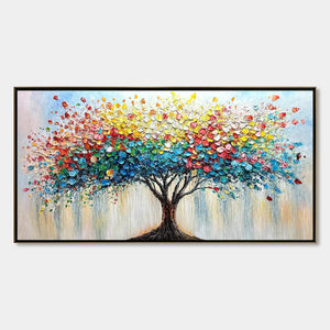Ready to Ship ｜RAINBOW BURST: Textured Impasto Tree of Life Oil Painting