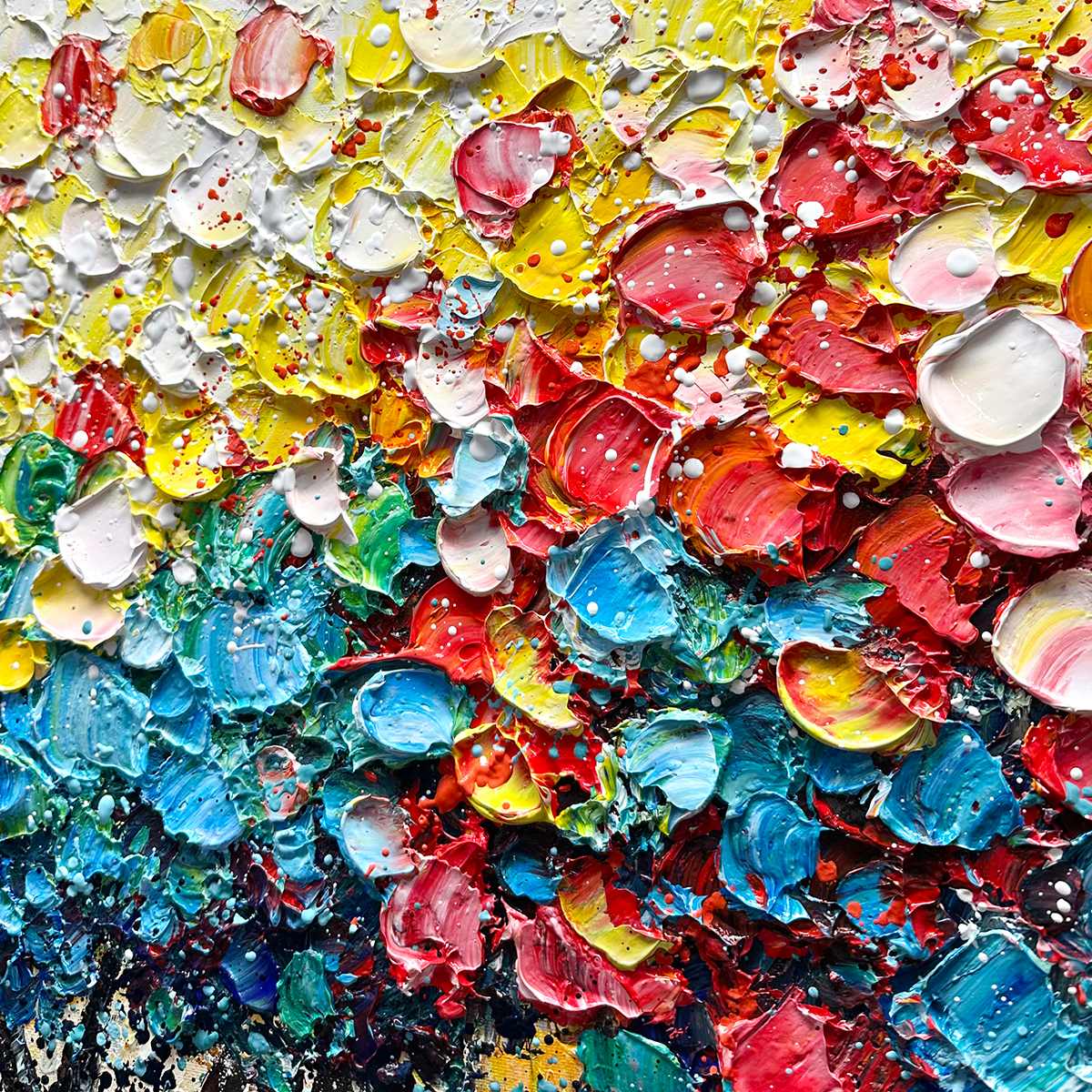 Ready to Ship ｜RAINBOW BURST: Textured Impasto Tree of Life Oil Painting