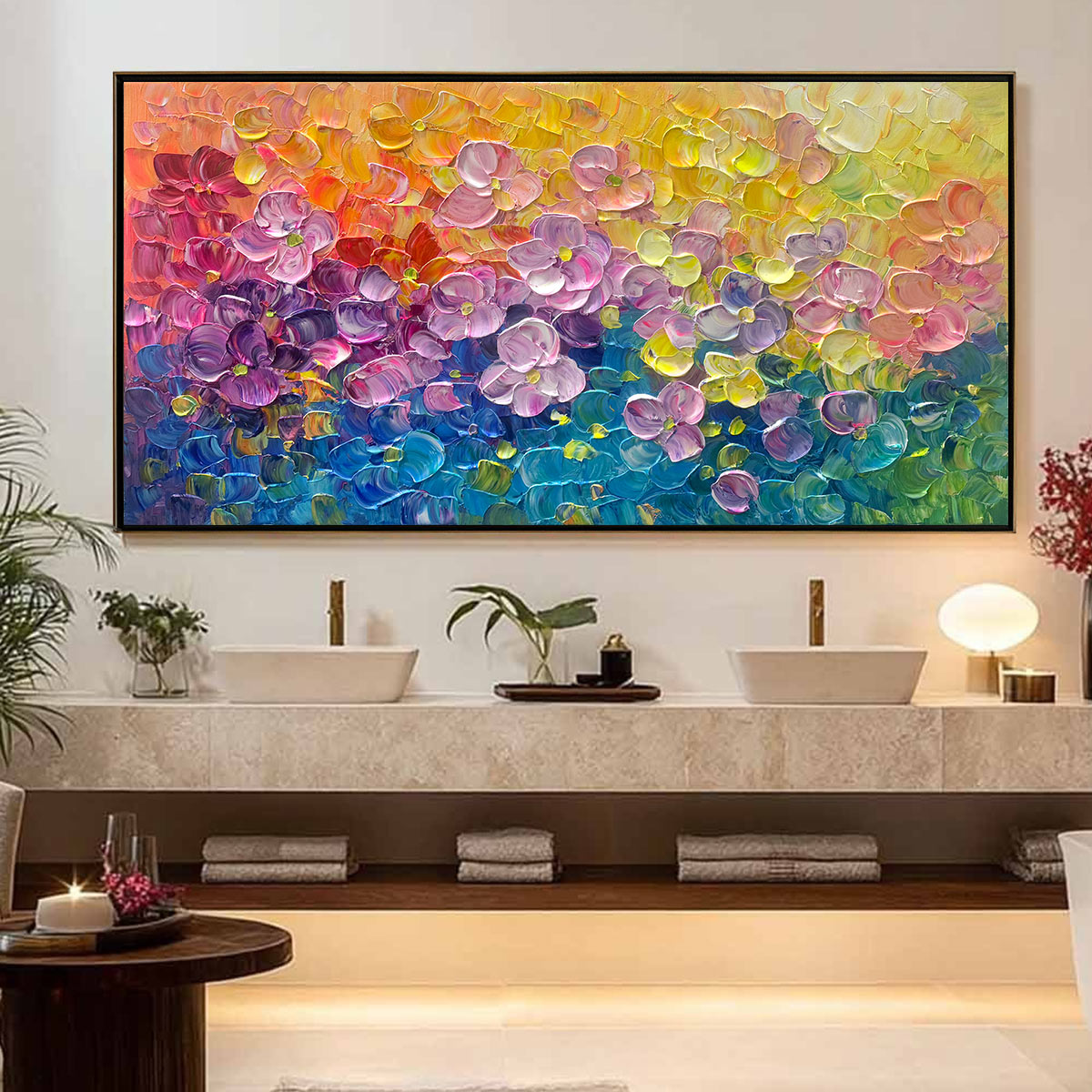 Ready to Ship | RAINBOW FALLS | 28''x56'' | 70x140cm | Black Frame