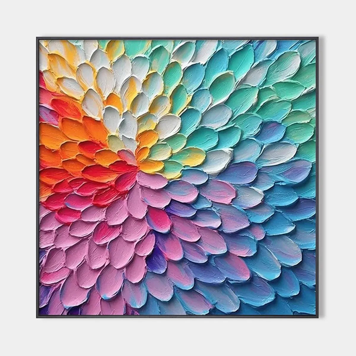 Textured Abstract Painting in Rainbow Colors