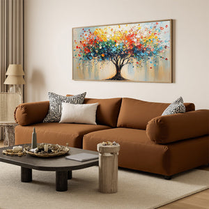 Rainbow Burst: Original Impasto Tree of Life Oil Painting - Colorful Textured Wall Art Decor