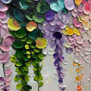 Rainbow Cascade: Original Impasto Floral Oil Painting - Colorful Wall Art