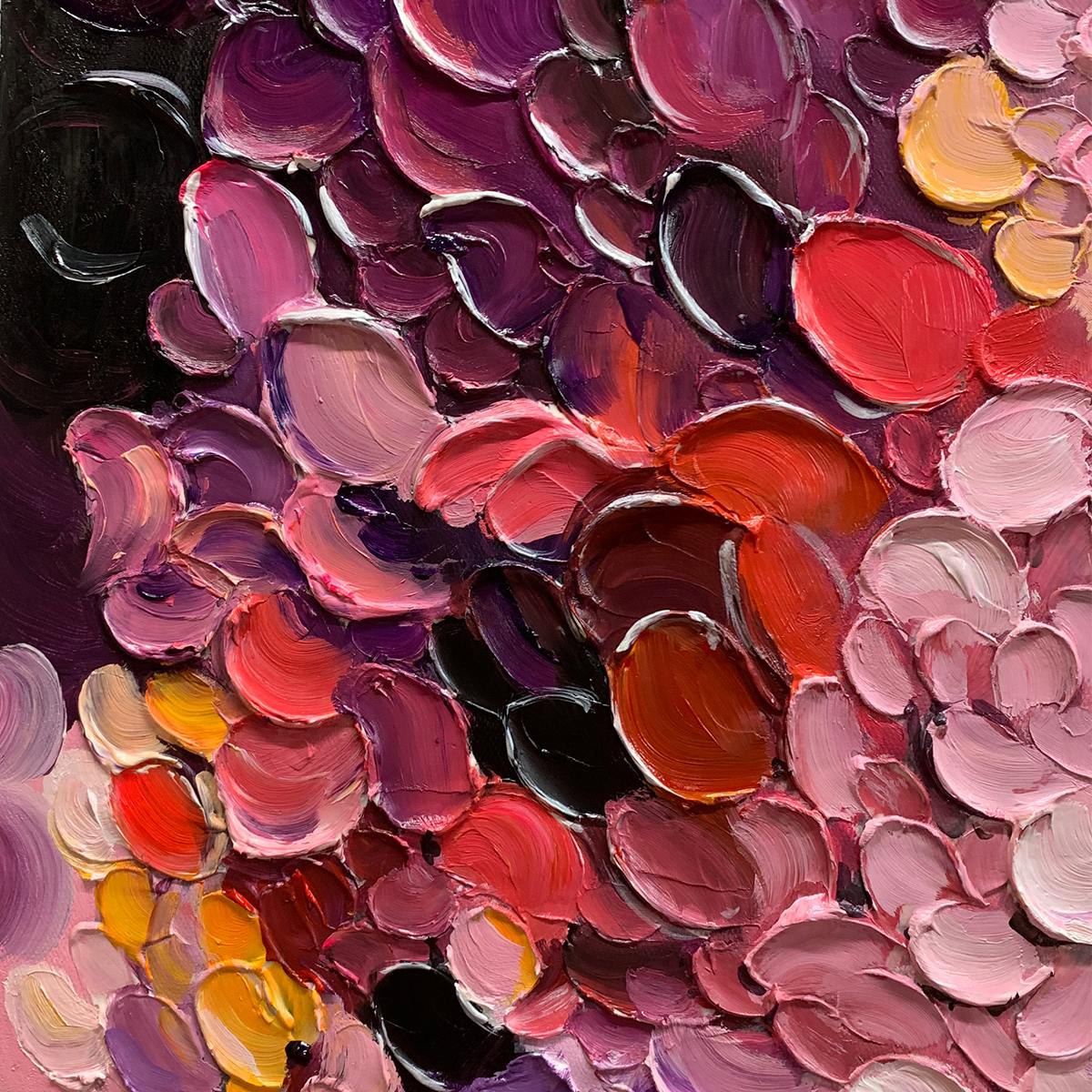 RAINBOW CASCADE: Textured Impasto Floral Oil Painting