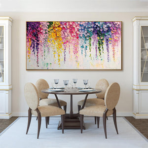 Rainbow Cascade: Original Impasto Floral Oil Painting - Colorful Wall Art