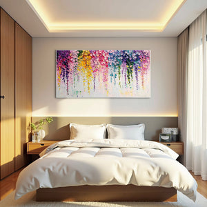 Rainbow Cascade: Original Impasto Floral Oil Painting - Colorful Wall Art