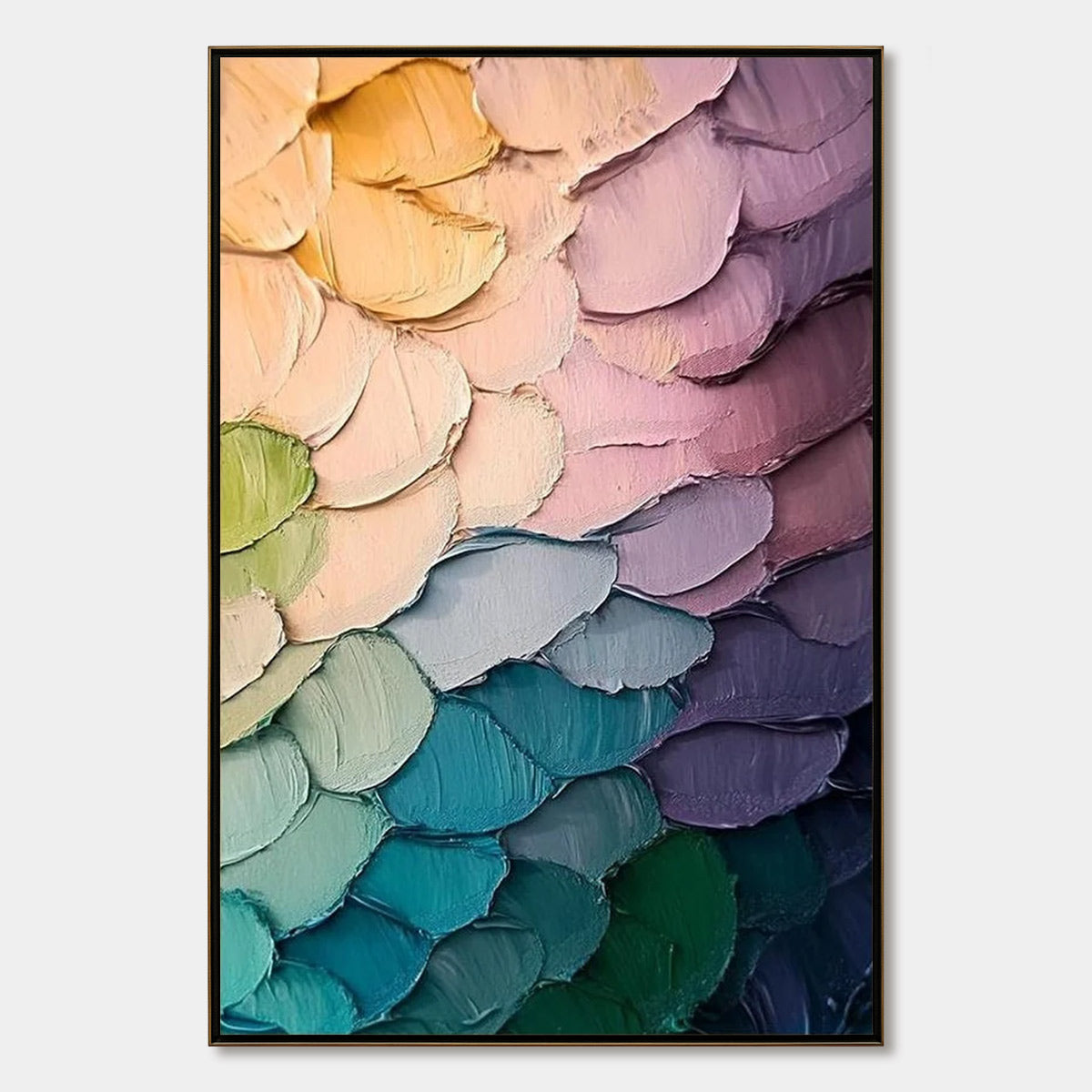 Rainbow Scales impasto abstract colorful oil painting on canvas – MontCarta