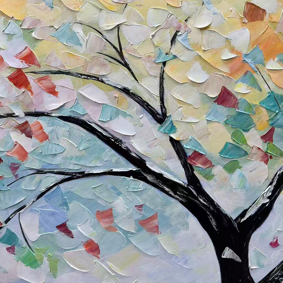 Rainbow Tree Impasto | Liam O'Connell | Vibrant Art – MontCarta