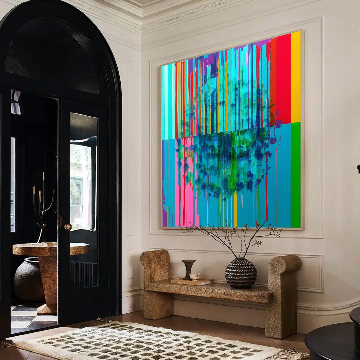 REFLECTED GLITCH: Vibrant Abstract Glitch Art Oil Painting