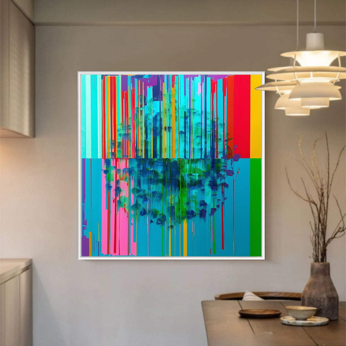 REFLECTED GLITCH: Vibrant Abstract Glitch Art Oil Painting