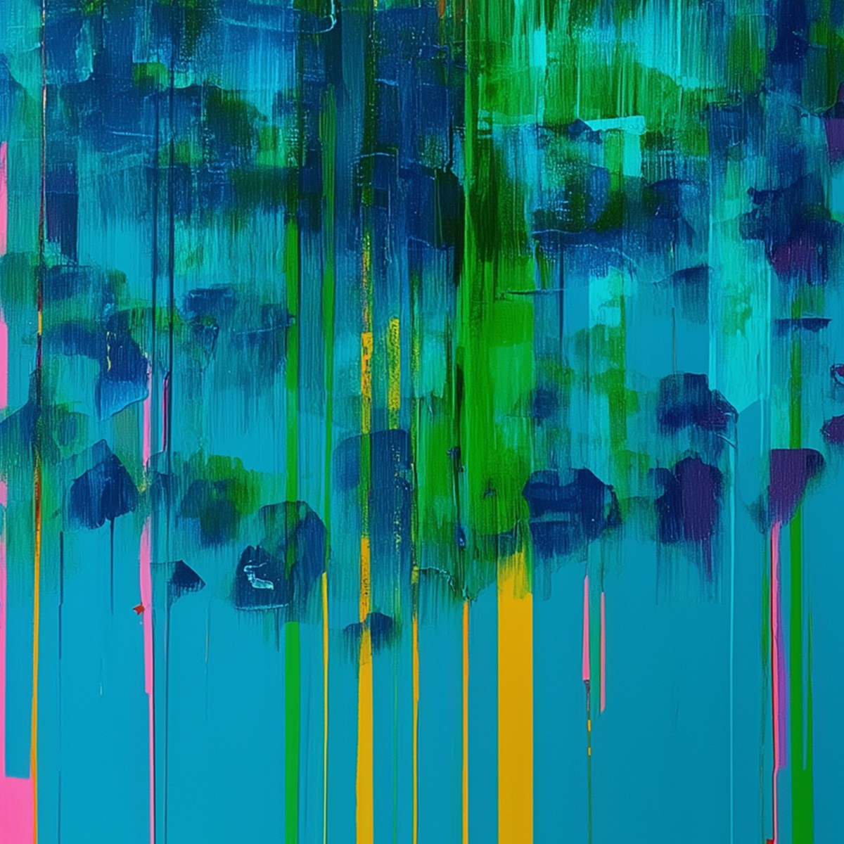 REFLECTED GLITCH: Vibrant Abstract Glitch Art Oil Painting