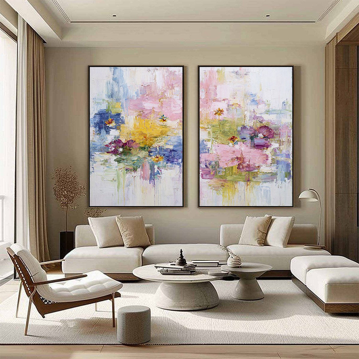 REFLECTIONS IN BLOOM: Colorful Abstract Floral Palette Knife Painting Set