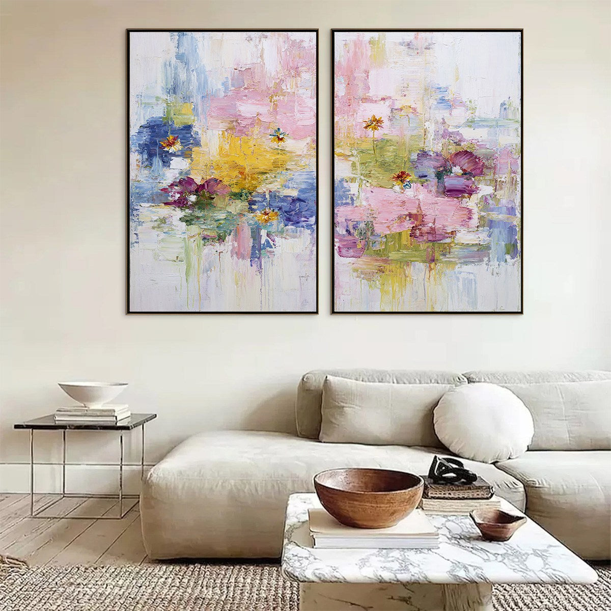 REFLECTIONS IN BLOOM: Colorful Abstract Floral Palette Knife Painting Set