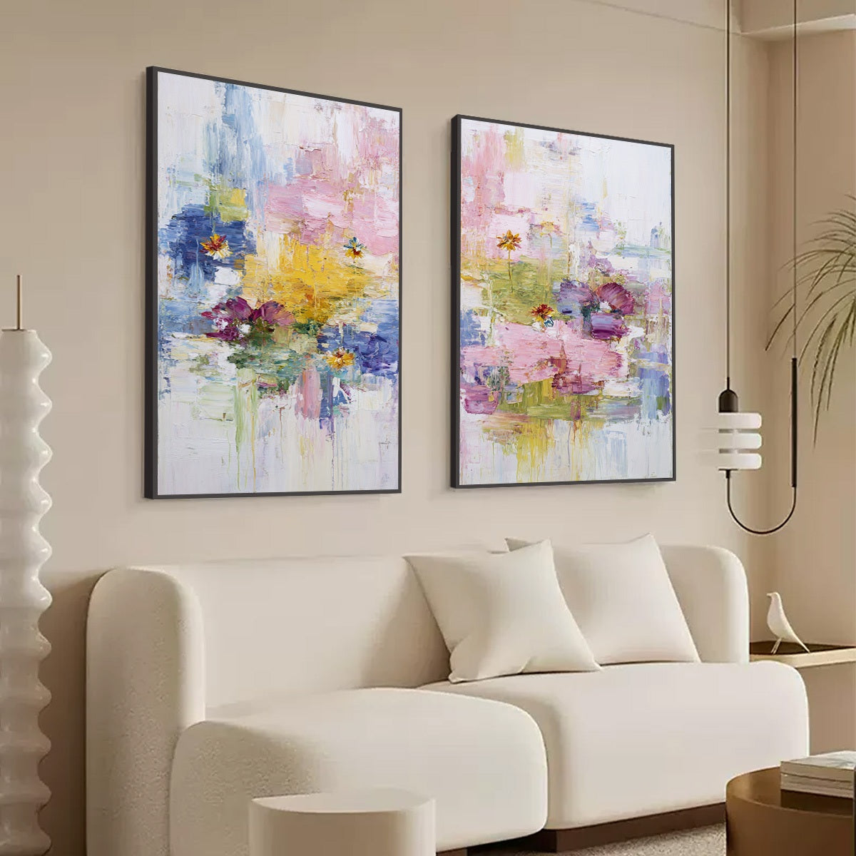 REFLECTIONS IN BLOOM: Colorful Abstract Floral Palette Knife Painting Set