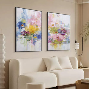 REFLECTIONS IN BLOOM: Colorful Abstract Floral Palette Knife Painting Set