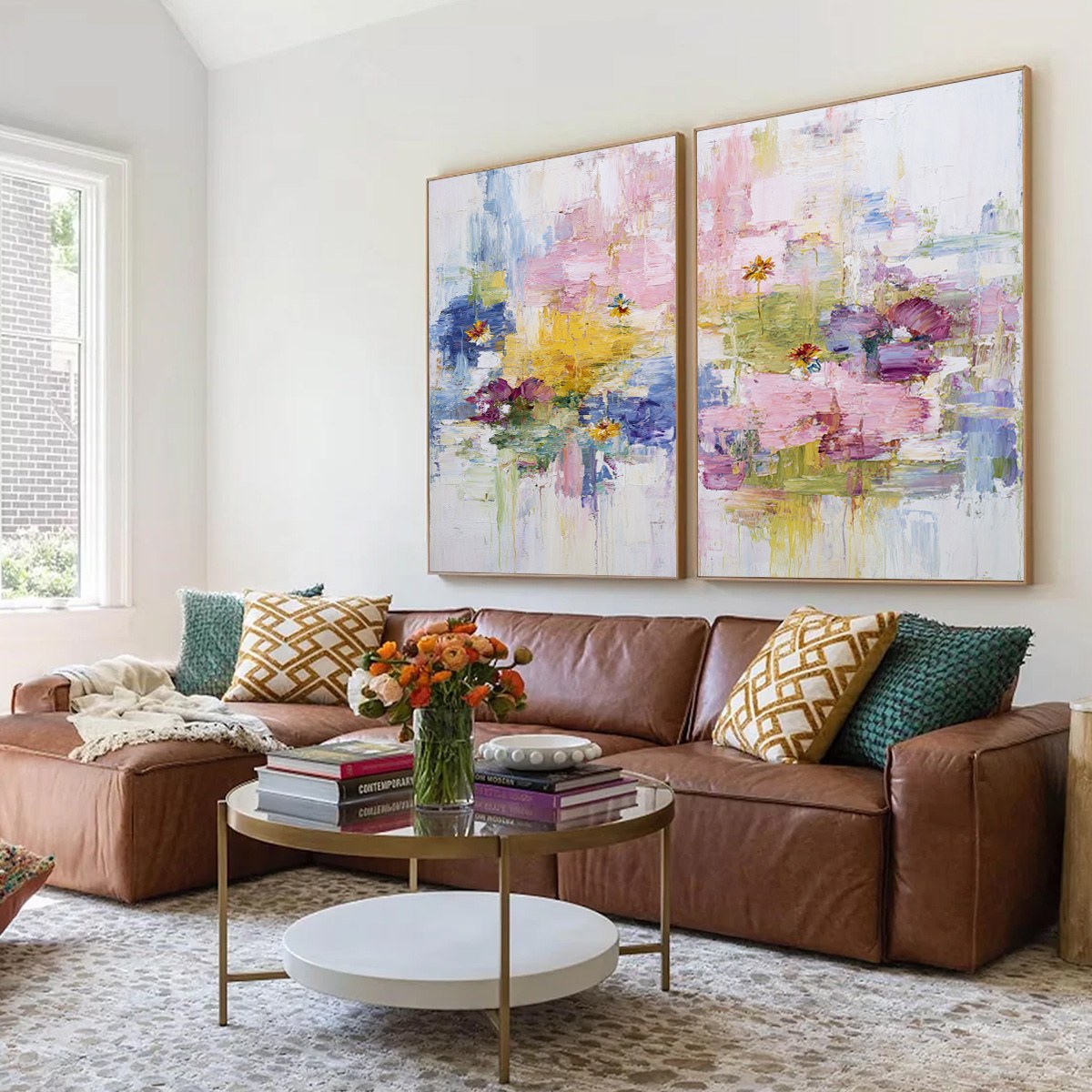 REFLECTIONS IN BLOOM: Colorful Abstract Floral Palette Knife Painting Set