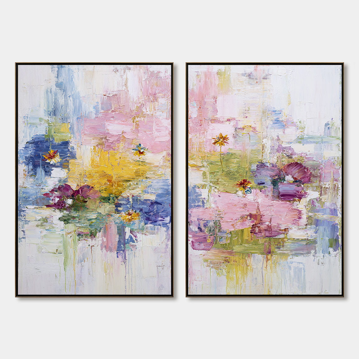REFLECTIONS IN BLOOM: Colorful Abstract Floral Palette Knife Painting Set