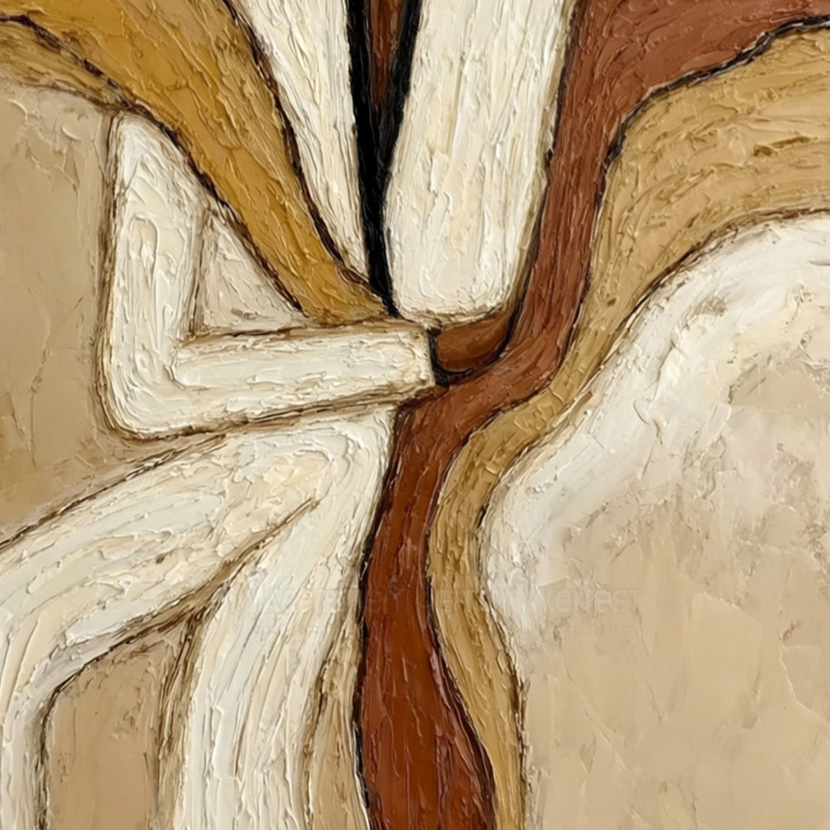 REPOSE: Textured Abstract Figure Painting in Neutral Tones