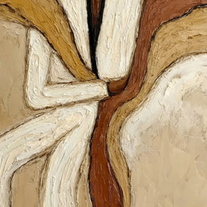 REPOSE: Textured Abstract Figure Painting in Neutral Tones