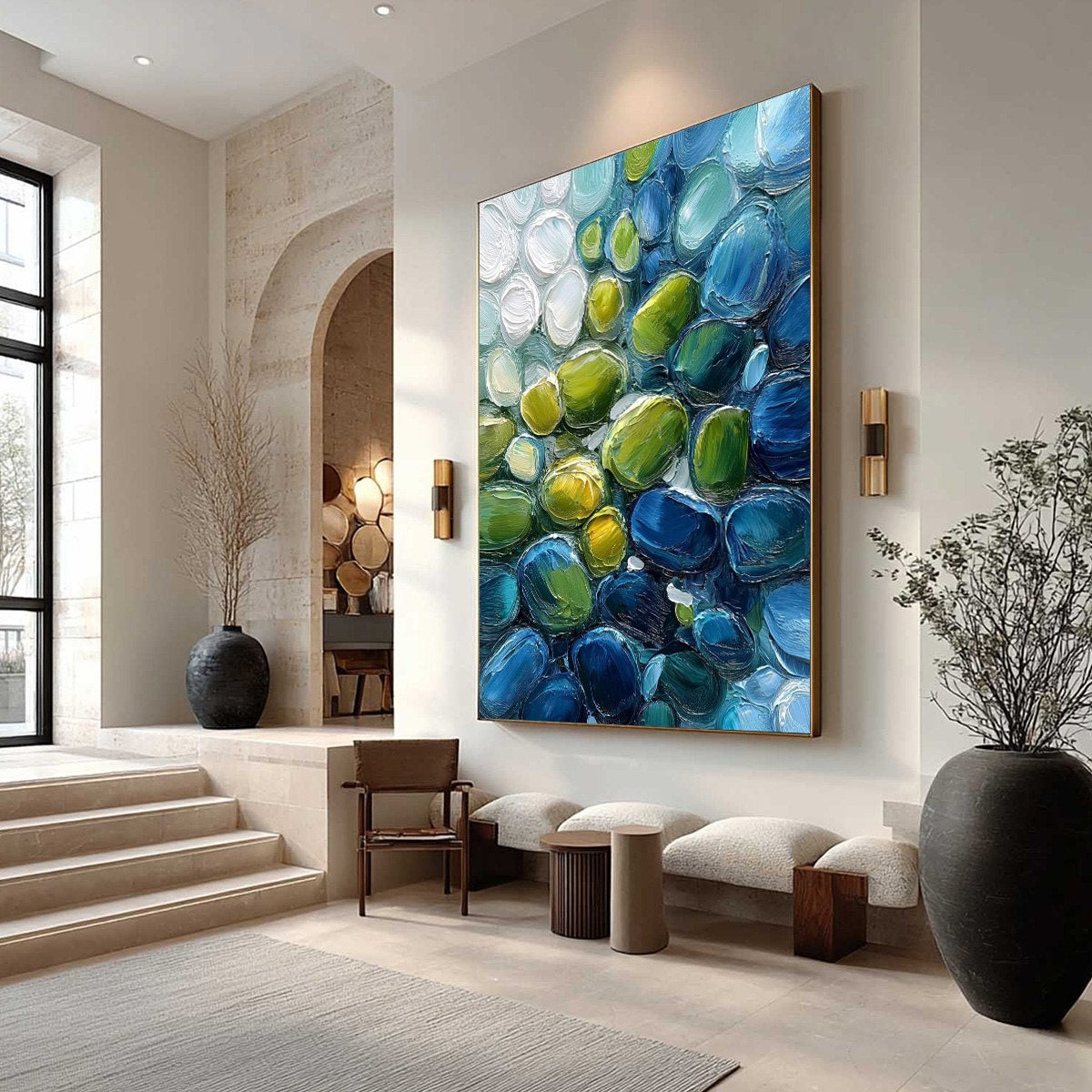 RIVER GEMS: Abstract Impasto Textured Blue and Green Painting