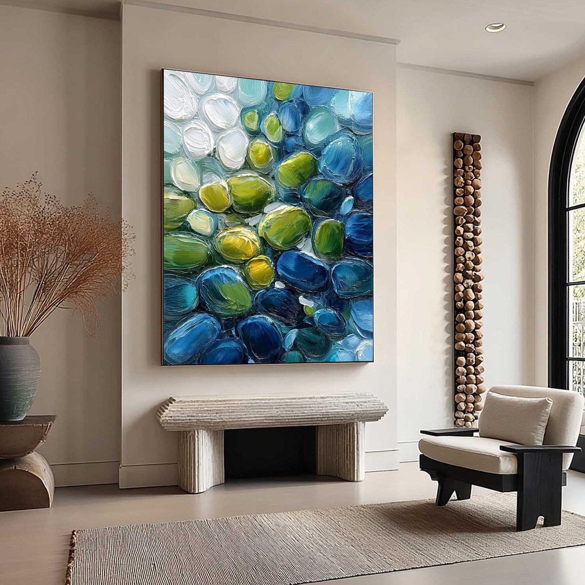 RIVER GEMS: Abstract Impasto Textured Blue and Green Painting