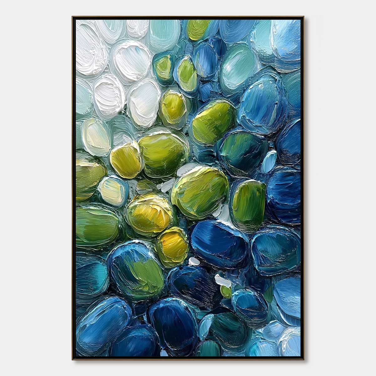 RIVER GEMS: Abstract Impasto Textured Blue and Green Painting