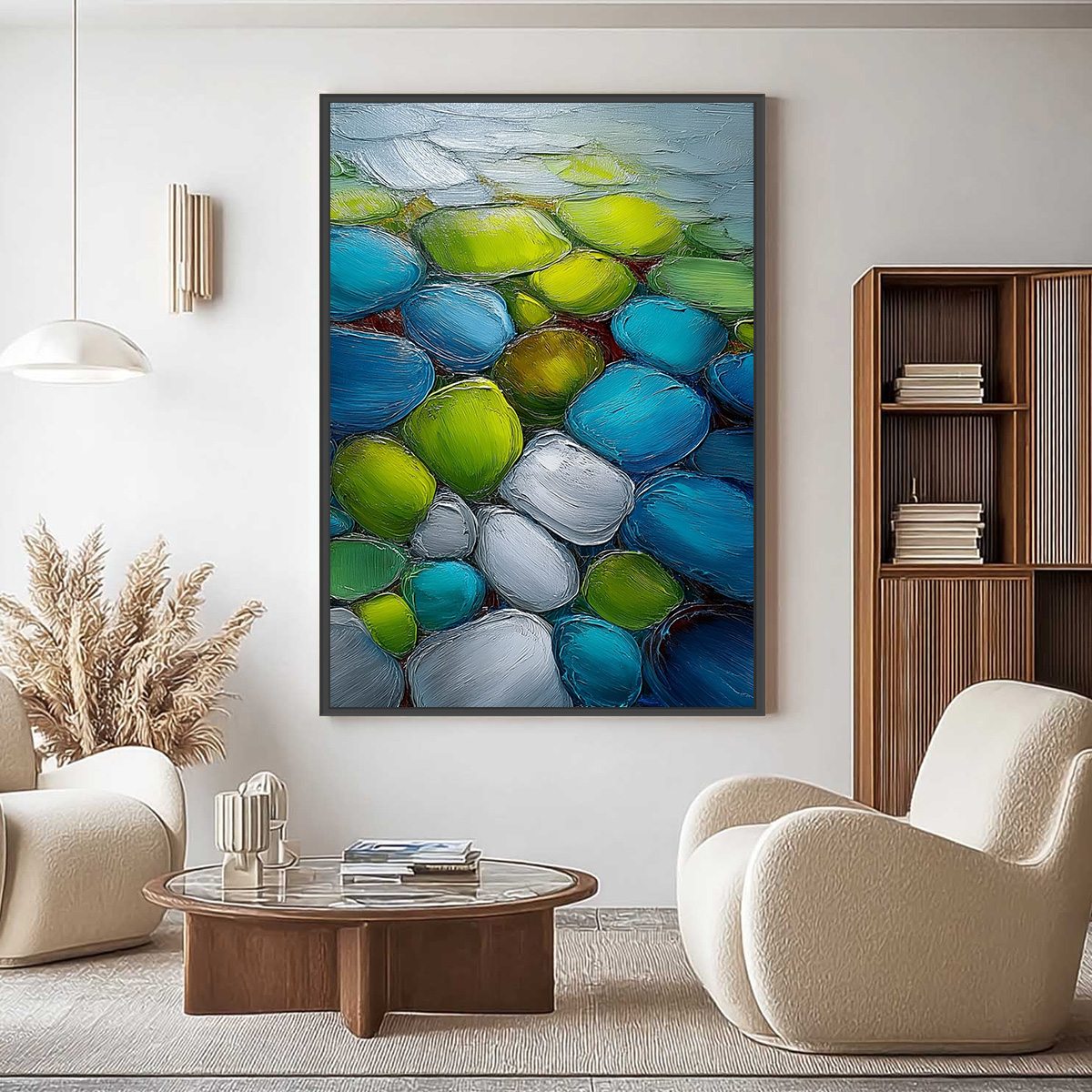 RIVER GEMS: Heavily Textured Abstract Painting of Colorful Stones