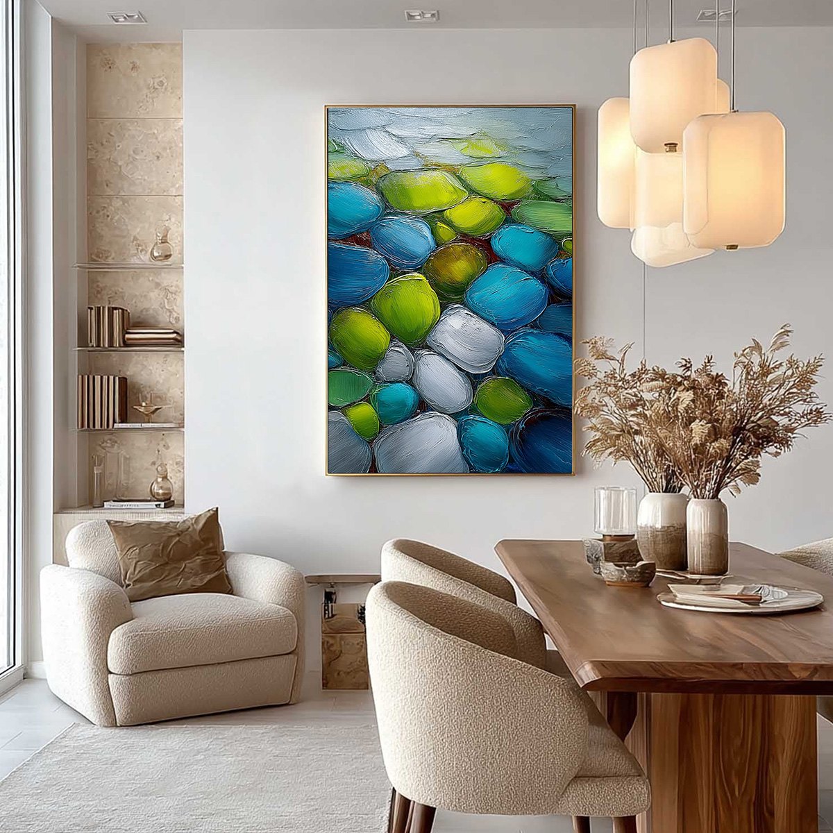 RIVER GEMS: Heavily Textured Abstract Painting of Colorful Stones