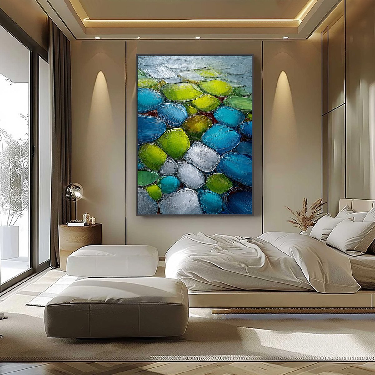 RIVER GEMS: Heavily Textured Abstract Painting of Colorful Stones