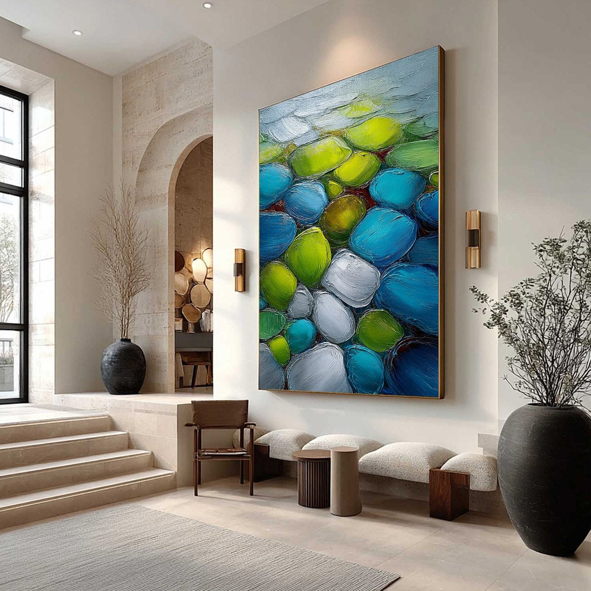 RIVER GEMS: Heavily Textured Abstract Painting of Colorful Stones