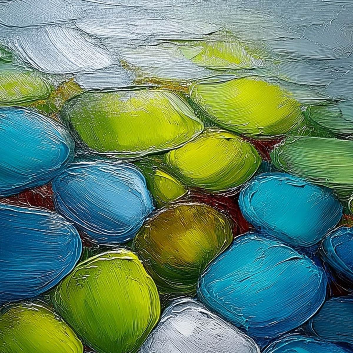 RIVER GEMS: Heavily Textured Abstract Painting of Colorful Stones